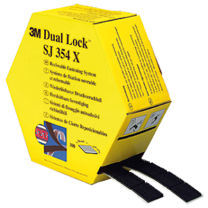 Dvipusė kibi juosta 3M Dual Lock SJ354X Grybukai-250, klijai kaučiukas, juoda, kvadratas